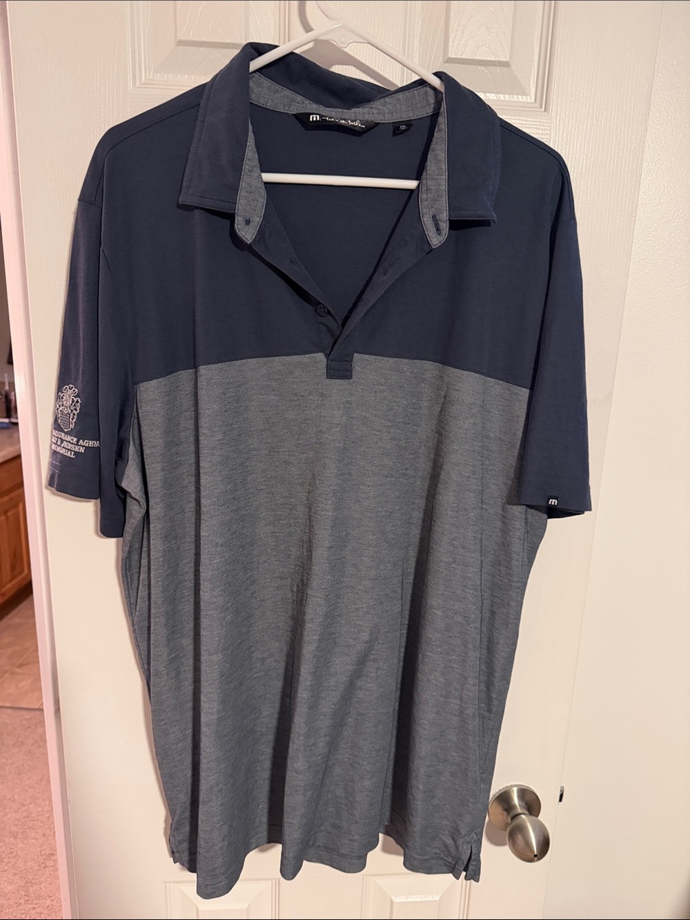 TravisMathew Two-Tone Navy & Heather Gray Polo